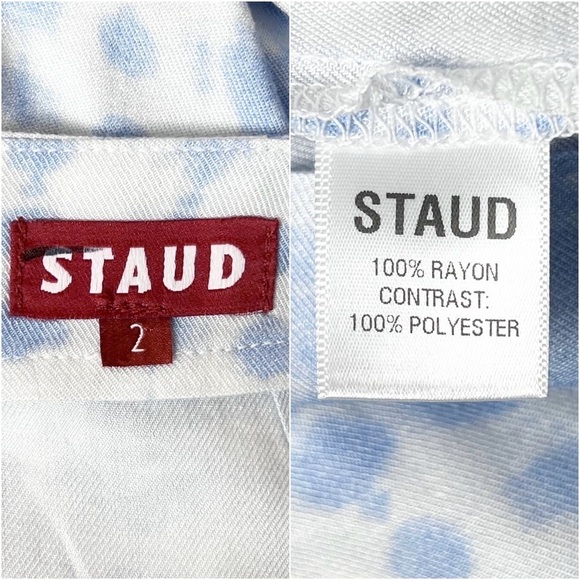 STAUD 90s Pastel Cloud Dye Print High Waist Side Slit Pencil Midi Slip Skirt 2 - Picture 7 of 8